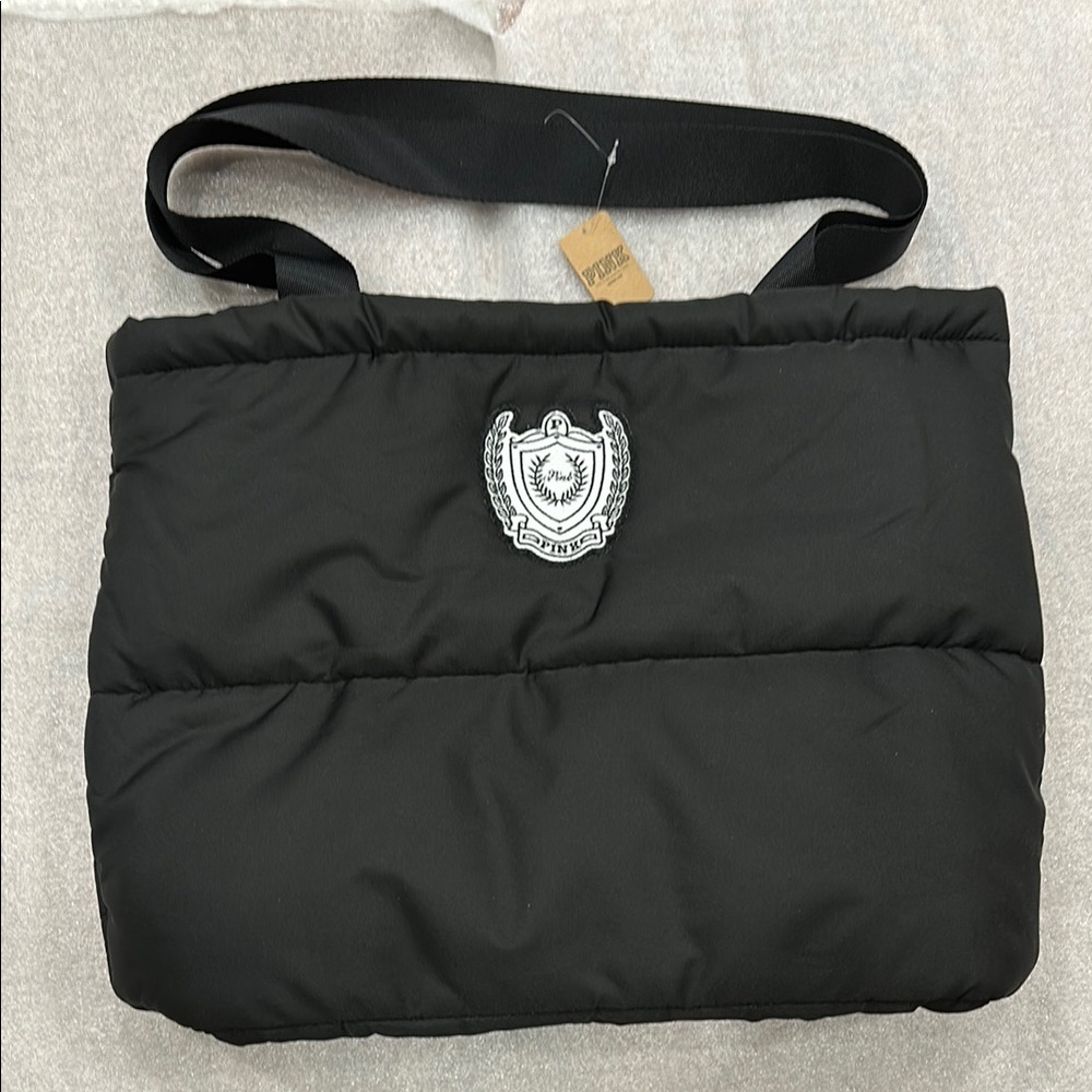 Quilted Nylon Shoulder Tote - Modern Puffy Design